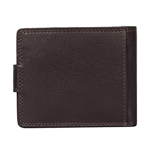 Image of Calfnero Men's Genuine Leather Bifold Wallet-Multiple Card Slots ID Window with Coin Pocket- Leather Wallet (Brown)