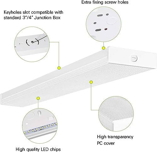 Hykolity WRA-1053 4 Pack 4Ft Led Wraparound Light 40W 4 Foot Shop Lights For Garage, [2-Lamp 32W Fluorescent Equiv.] 4400Lm 4000K Wrap Light thumb #4