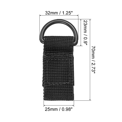 PATIKIL Belt Keeper Key Chain, 2Pcs D Type Nylon Webbing Strap Hanging Gear Buckle Key Chain Hook with Snap for Outdoor Camping,Black - Image 2