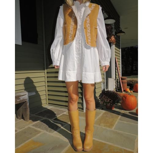 DOEYG Women's Banana Knee High Boots Square Toe Chunky Block Heel Tall Boots Wide Calf Fashion Comfortable Casual Pull on Long Boots2