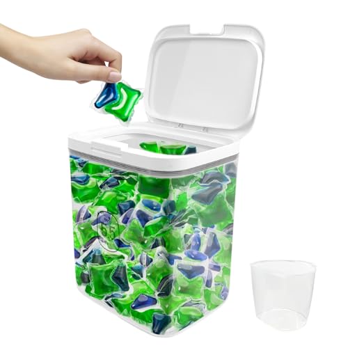 5.5L Large Capacity Container With One-Press Lid - Laundry Room Organization and Storage Decor - Airtight Dishwasher Pod Holder