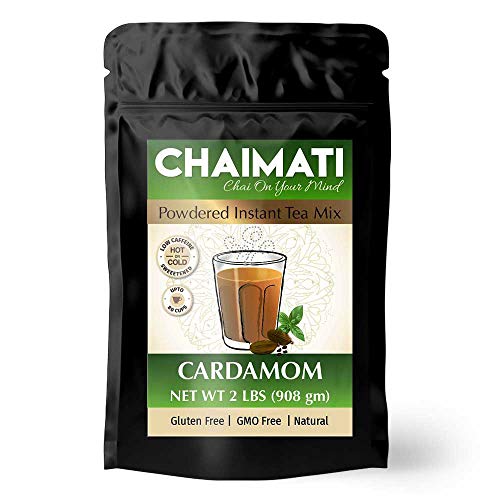 ChaiMati - Cardamom Chai Latte - Powdered Instant Tea Premix, 2 lbs Jar - Makes 100 Cups - Hot or Iced, Very Low Caffeine, Ready in seconds, Great for Gifting & Party - gets 'Chai on your Mind