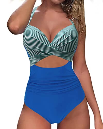 NLAND Traje De Baño De Una Pieza para Mujeres Traje De Baño De Una Pieza con Volantes En La Barriga Push Up Traje De Baño De Moda Recortado