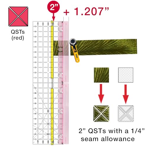 Marge de couture pour quarter square triangles de 12 pouces règle patchwork transparente - 2