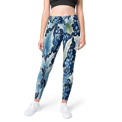 Fruit Blueberry Leaf Pantalon de yoga long pour femme (code S) Taille haute Stretch Fitness Pantalons de sport Gym Leggings de course à pied, couleur, XL