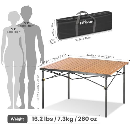 Join Nature ZT-04 - BLACK / YELLOW Camping Table Foldable Large Table For 4-6 Person Portable Camp Table With Aluminum Roll Up Tabletop And Carry Bag For Outdoor thumb #2