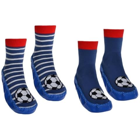 2 Pairs Boys Football Design Moccasins Cover