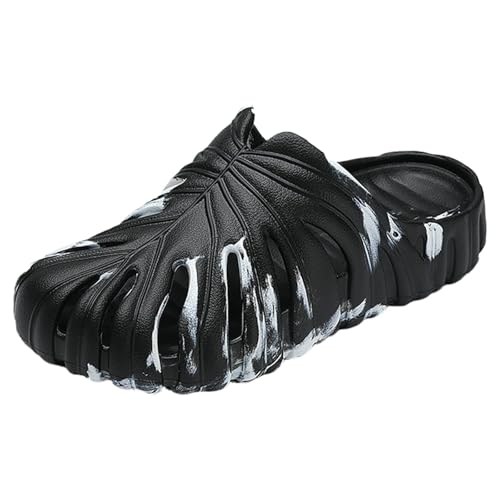 Image of Monstera Slippers, Variegated Monstera Shoes, Non-Slip Soft Lightweight Bathroom Slides Unisex