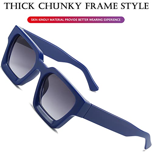 Image of AIEYEZO Square Sunglasses for Women Men Square Thick Frame Sun Glasses Simple Designer Style Shades