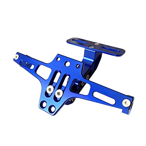 Support plaque immatriculation moto LED réglable support clignotant alu bleu