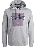 Avec cordon JACK & JONES Sweat-shirt pour homme Artist gris clair/violet/noir L, Mélange gris clair gris, L