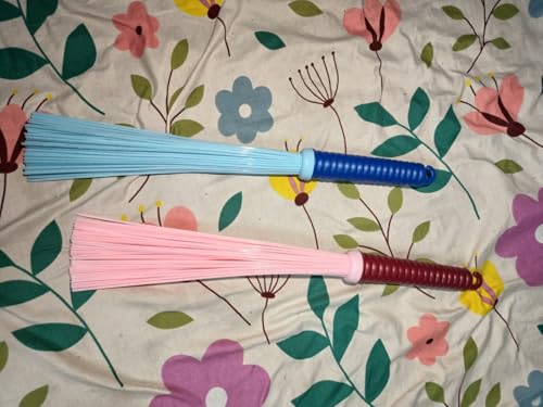 Image of Heavy-Duty Kharata Plastic Bathroom Broom | Cleaning Floor and Bathroom, Pack of 2 Wet & Dry Fiber Hard Bristle Crystal Stick Broom /Jhadu Durable Washable Brush for Home, Kitchen, Easy Grip