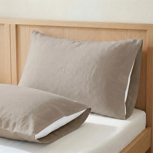 ECOMMERC3 | Funda de Almohada 45x70 Cm Pack 2 100% Algodón - Funda Almohada Color Tierra Suavidad y Frescura para un Descanso Transpirable, Hipoalergénica y Duradera