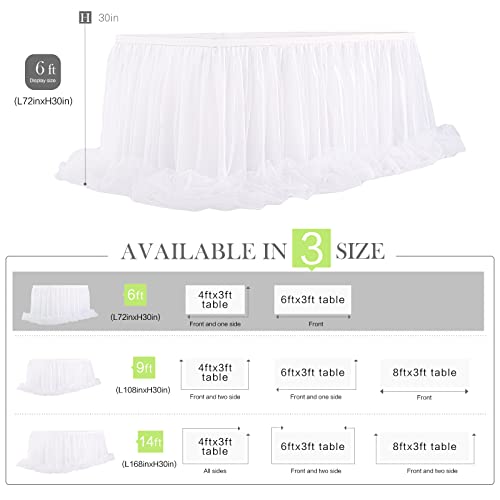Lighted Tulle Table Skirt 6Ft White Tutu Tablecloths For Parties Sweetheart Table Birthday Cake Table Decoration #TOP4