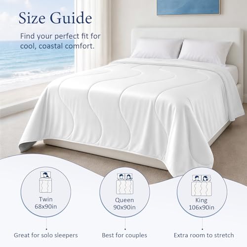 Image of Cooling Comforter for Hot Sleepers, Twin 68x90, Arctic White | Cooling blanket feel, Q-Max >0.4 cool touch, double-sided cooling, Sorona fill, for night sweats, lightweight & breathable