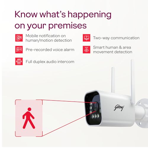 Image of Godrej Security Solutions EVE Pro 4G Bullet CCTV Camera | | Sim Based | 3MP Night Vision | Human & Motion Detection | 2-Way Talk | Up to 256GB SD Card Support | Outdoor Security Camera
