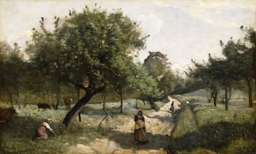 Toile Corot Cheminarbres grand format pour salon chaleureux et élégant