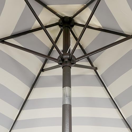 Image of Blissun 7.5 ft Patio Umbrella, Yard Umbrella, Outdoor Market Umbrella with Push Button Tilt Crank, Black & Beige