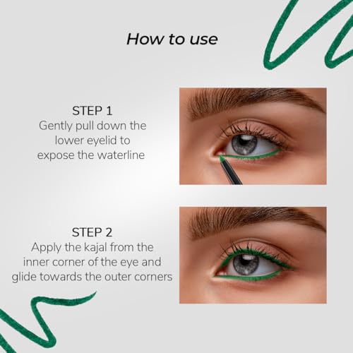 Image of LoveChild Masaba Colored Kajal, Spicy Shimla (Green)- Intense Color, Smooth Glide, Waterproof, Smudge-Proof Eye Pencil with Almond Oil, 0.3 g