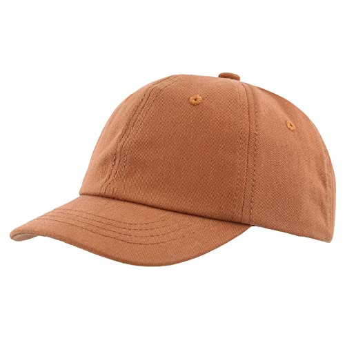 Kids Baseball Caps Adjustable Toddler Boys Summer Trucker Cap Baby Girls Sun Hats Cotton Outdoor Hat with Curved Brim (2-4 Years, Caramel)
