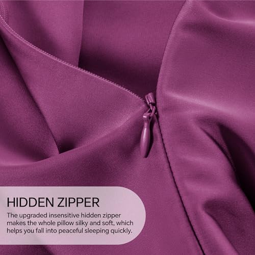 Image of INFIIXSO Mulberry Silk Pillowcase for Hair and Skin, Silk Pillow Cases Queen Size Set of 2 with Hidden Zipper 20x30 Inches, Ultra Smooth and Soft Cooling Pillow Cases for Hot Sleepers(Purple, 2 Pack)