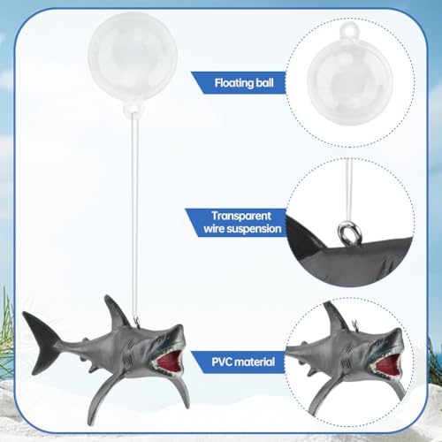 Image of Tookie 4sets Fish Tank Shark Decoration, Floating Fish Tank Figurine Mini Realistic Sharks with Water Balloon Floating Aquarium Layout Prop(as Shown)