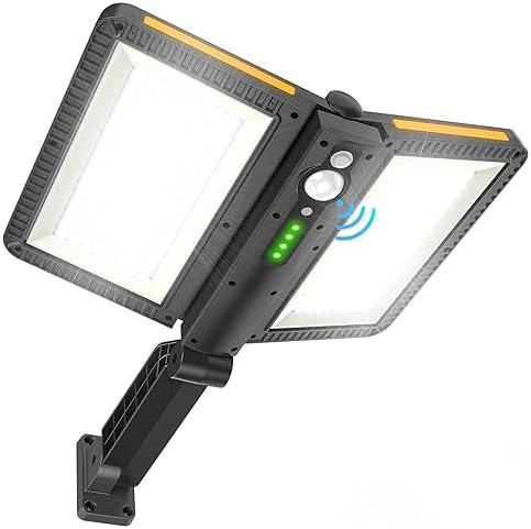 ropelux Solar Flood Lights Outdoor, 6000LM High Brightness Motion Sensor Outdoor Lights,IP65 Waterproof and 5 Modes, Wider Illuminated Area LED Solar Lights for Garden Patio Street