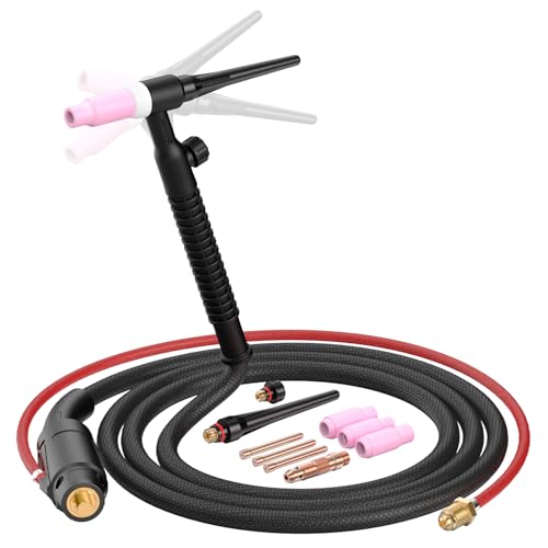 Image of bestarc TIG Welding Torch, 13FT WP-17FV Argon Air Cooled Lift TIG Torch Flexible Tig Torch Head with Gas Valve Adjustment. (TIG17FV Flexible)