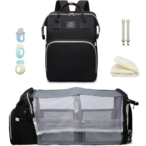 Image of ANWTOTU Baby Diaper Bag with Changing Station,Diaper Bag Backpack,Diaper Bag,Large Capacity,900d Excellent Oxford(Ungrade Black)