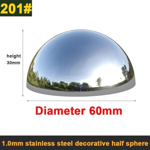 Bola espejada semiesférica de acero inoxidable 201, 1 pieza, diámetro 51 mm, espesor 1,0 mm, acabado espejo, para decoración de pared miniatura 7