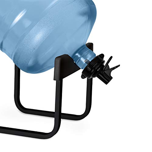 Brio Stainless Steel 3-5 Gallon Water Jug Stand And 2 Dispenser Valves, Rust-Resistant Non Slip Water Stand With Bpa Free Fast Flow Water Spout Fits Both 48Mm And 55Mm Bottles 2 Caps Included (Black) #TOP4