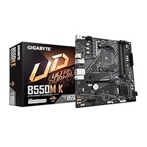GIGABYTE B550M K Motherboard, Supports AMD AM4 Ryzen 5000 Processors, Micro-ATX, DDR4, Dual M.2, SATA 6Gb/s, Realtek GbE LAN, PCIe 4.0