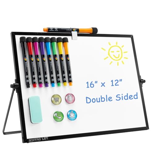 Image of TSJ OFFICE Small White Board - 12 X 16 Inches Black Framed Dry Erase Board