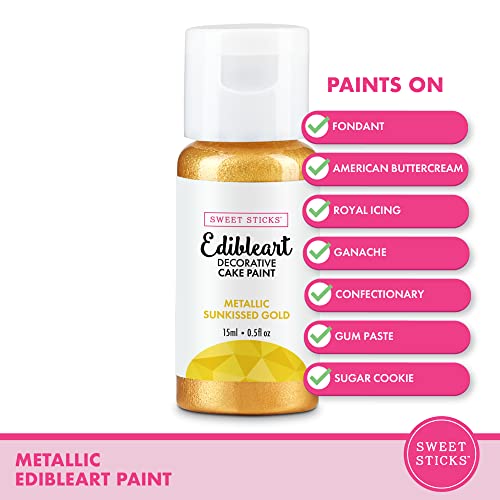 Image of Sweet Sticks Edible Art Decorative Cake Paint 0.5 Ounce (15 Milliliters), Metallic Sunkissed Gold