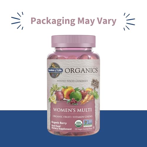 Garden of Life Organics Women's Gummy Vitamins - Berry - Certified Organic, Non-GMO, Vegan, Kosher Complete Multi - Methyl B12, C & D3 - Gluten, Soy & Dairy Free, 120 Real Fruit Gummies - Image 3