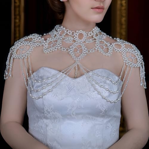 Elegant Women Shawl Multi Layer Beaded Shoulder Chain Tassels Necklace Banquet Dress Bridal Accessories For Event2