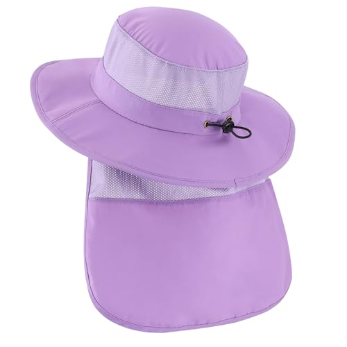 Image of Home Prefer UPF50+ Kids Girls Boys Sun Hat Wide Brim Fishing Hat with Neck Flap Adventure Beach Safari Sun Protection Cap