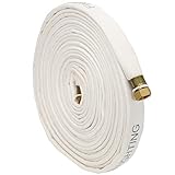 FireHoseDirect White 1' x 50' Double Jacket Mill Hose with Brass Garden Hose Thread Couplings