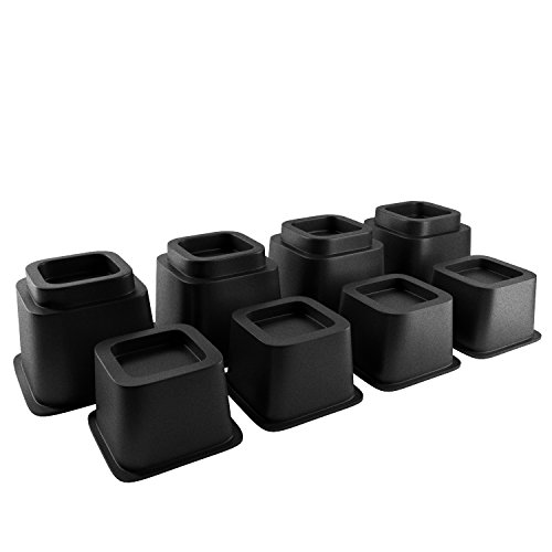 Home Intuition Heavy Duty Adjustable Bed Risers Furniture Riser 3, 5 Or 8.7-Inch, 4 Pack, 8-Piece Set (Black) #TOP2