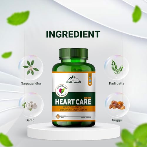 Divya Himalayan Plant-Based Heart Care Supplement, 60 Tablets, Cardiovascular Health, Cholesterol Support, CoQ10, Non-GMO, Vegan, 1 count, 60 capsules