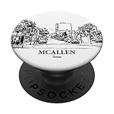 McAllen TX - Ink Cityscape Illustration PopSockets Adhesive PopGrip
