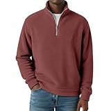 Suéter de cuello alto para hombre, con cremallera de un cuarto, cómodo, casual, minimalista, versátil, color sólido, sudaderas suaves y térmicas para hombre, azul marino, 4XL