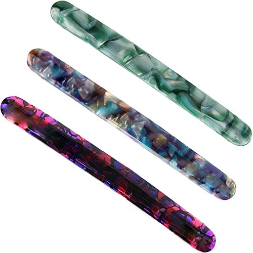 Barrettes, 3PCS Long Thin Spring Style Hairpin Pattern Suitable Women Fashion Purple Brown