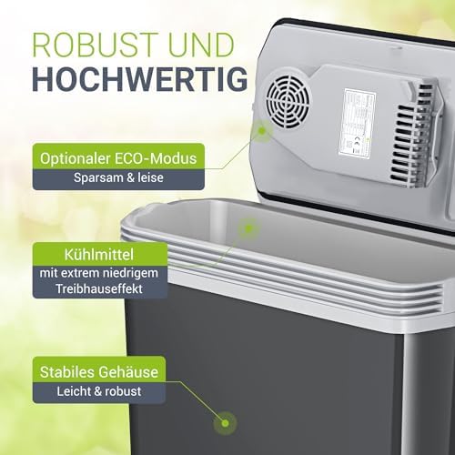 Bild 4 - Juskys elektrische Kühlbox 24 Liter 12 V / 230 V für Auto, LKW, Reisemobil, Camping - Mini Kühlschrank kalt & warm - thermoelektrische Box - Grau