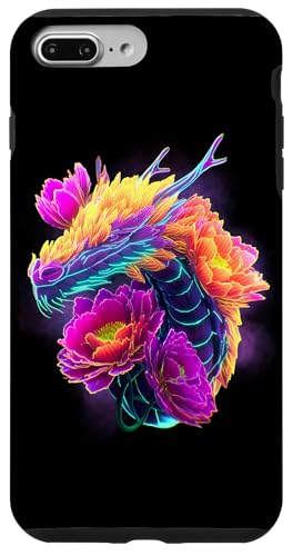 ���ʂ̃h���S�����D�Ƃ̉ԃA�[�g�̃J���t���ȃO���t�B�b�N �X�}�z�P�[�X iPhone 7 Plus/8 Plus �p