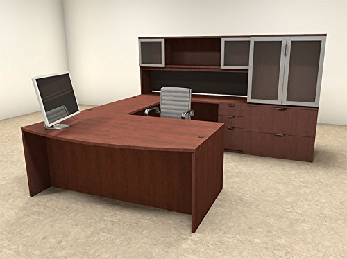6pc U Shape Modern Contemporary Executive Office Desk Set OF-CON-U32