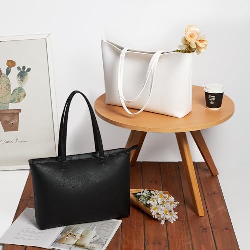 Image of KALIDI Tote Bag Zipper Shoulder Bag Faux Leather Purses Satchel for Women Casual Handbag Work Dating College