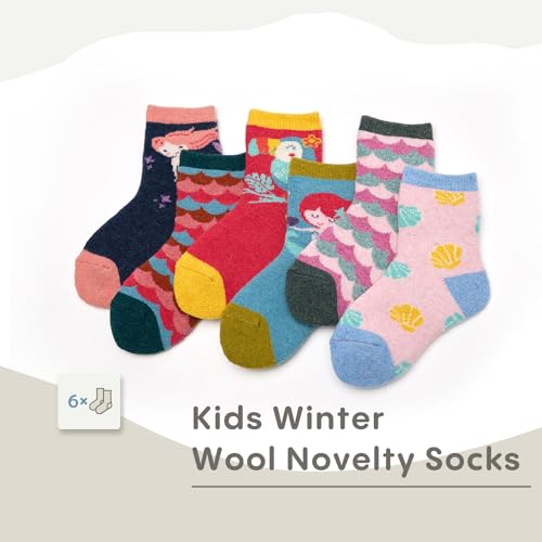 Girls Winter Wool Socks Kids Cartoon Warm Socks Thick Thermal Socks for Girls 6 Pack3