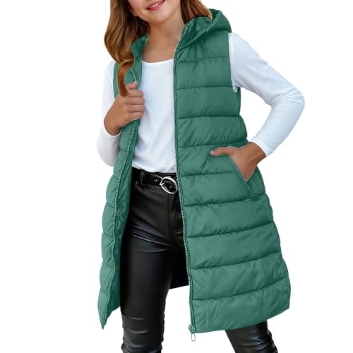 Steppweste MäDchen Lang - äRmellose Weste Mit Kapuze Und...
