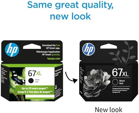 Original HP 67XL Black High-Yield Ink Cartridge | Works with HP DeskJet 1255, 2700, 4100 Series, HP Envy 6000, 6400 Series | Eligible for Instant Ink | 3YM57AN